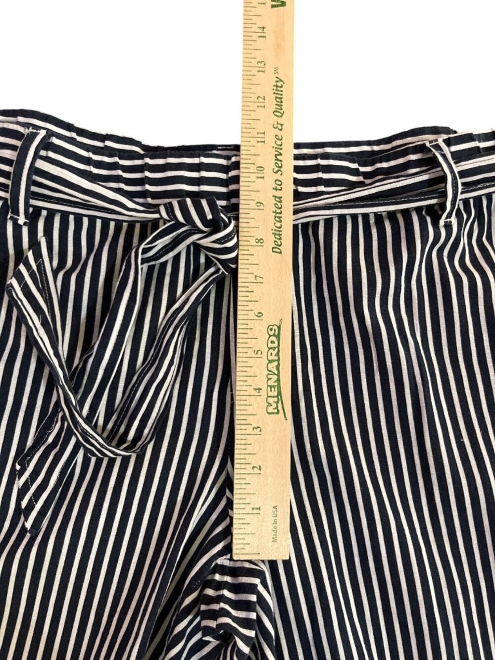 Liz Claiborne Cropped Pants Womens XL Navy White Stripe Linen Used - Picture 11 of 14
